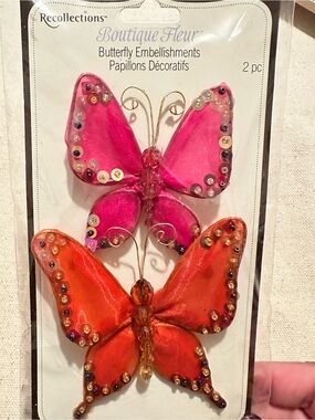 Recollections | Recollections Pink and Orange Sequin Butterfly Embellishments